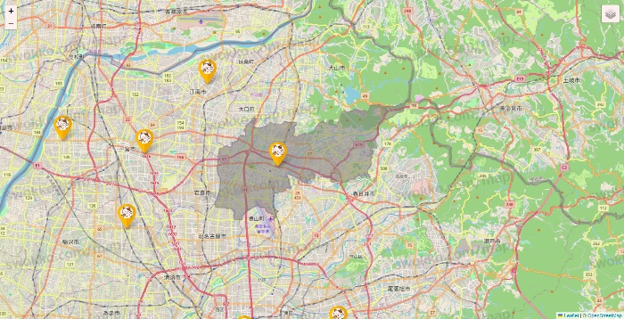 愛知県のまねきねこの店舗地図