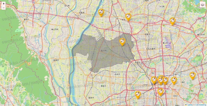 愛知県のまねきねこの店舗地図