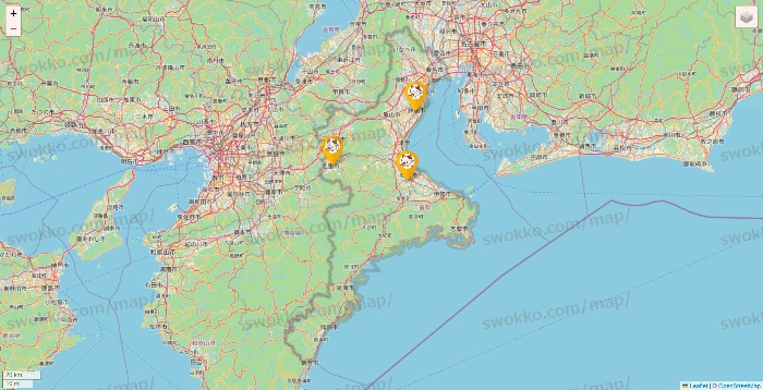 三重県のまねきねこの店舗地図