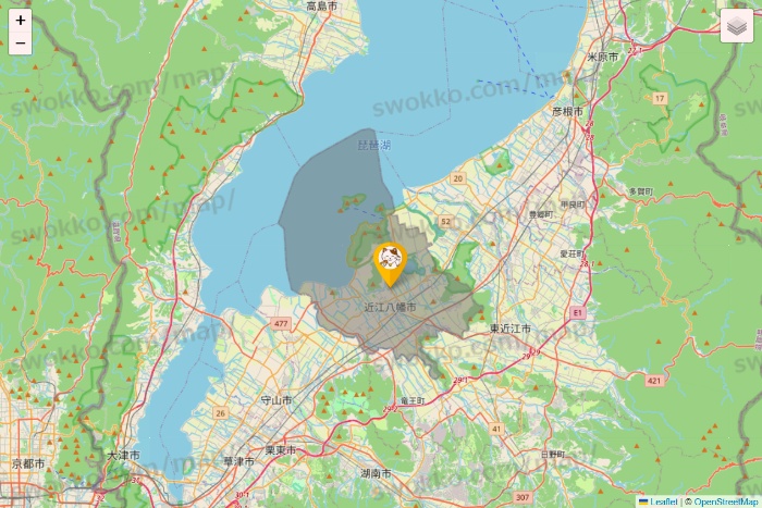 滋賀県のまねきねこの店舗地図