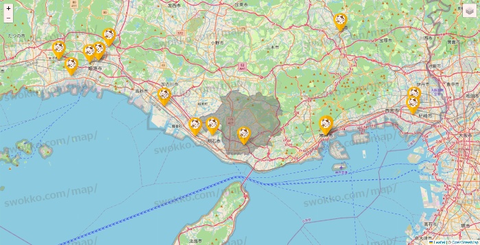 兵庫県のまねきねこの店舗地図