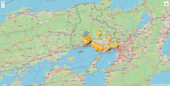 兵庫県のまねきねこの店舗地図