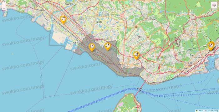 兵庫県のまねきねこの店舗地図
