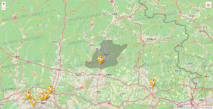 兵庫県のまねきねこの店舗地図