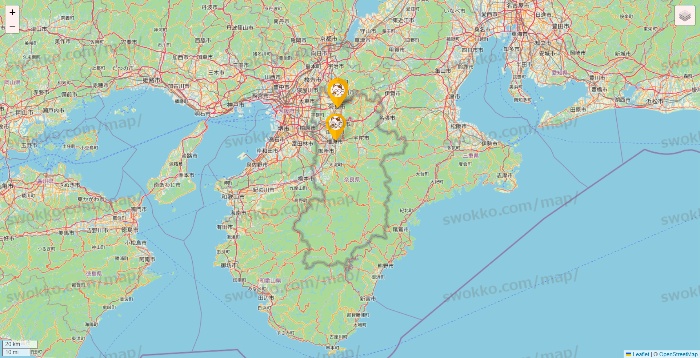 奈良県のまねきねこの店舗地図