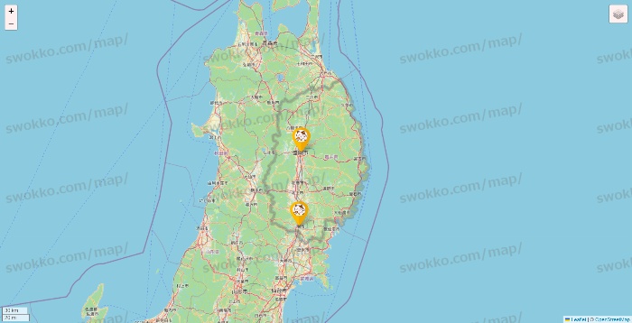 岩手県のまねきねこの店舗地図