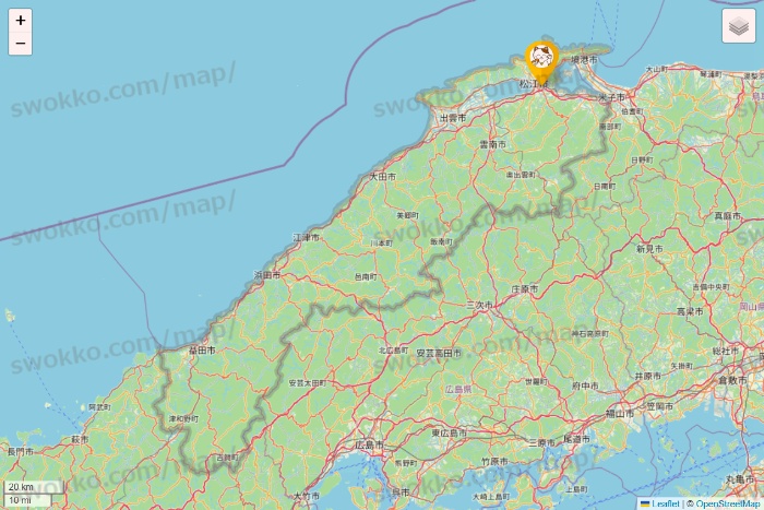島根県のまねきねこの店舗地図