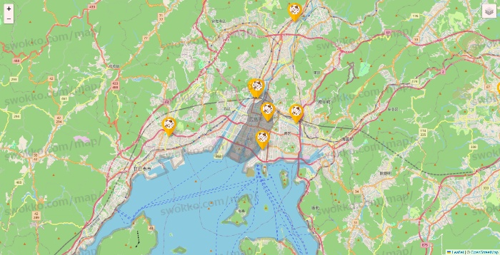 広島県のまねきねこの店舗地図