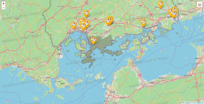 広島県のまねきねこの店舗地図