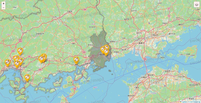 広島県のまねきねこの店舗地図