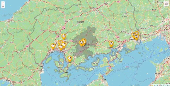 広島県のまねきねこの店舗地図