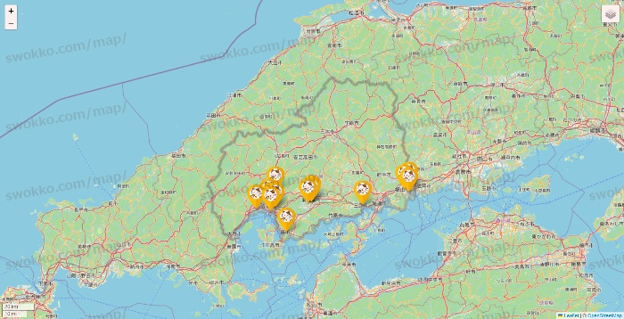 広島県のまねきねこの店舗地図