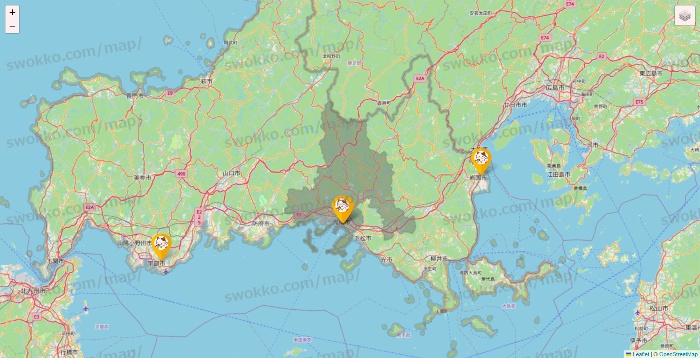 山口県のまねきねこの店舗地図