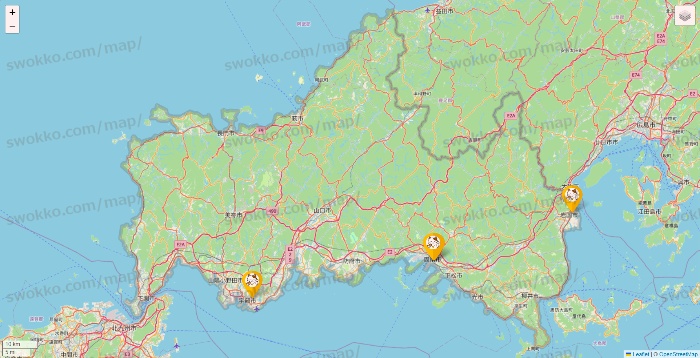 山口県のまねきねこの店舗地図