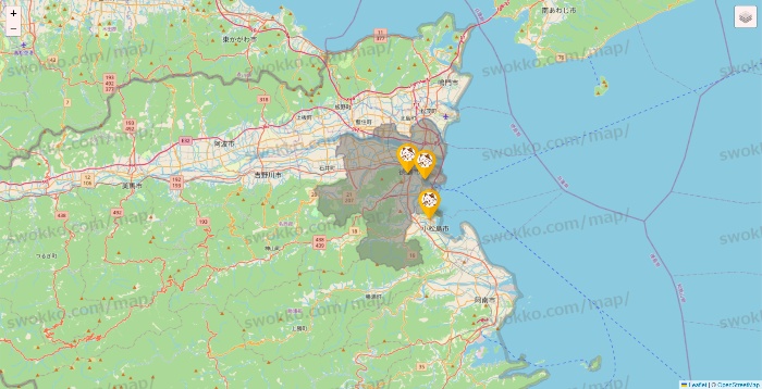 徳島県のまねきねこの店舗地図