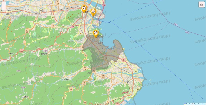 徳島県のまねきねこの店舗地図
