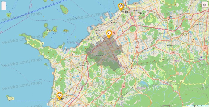香川県のまねきねこの店舗地図