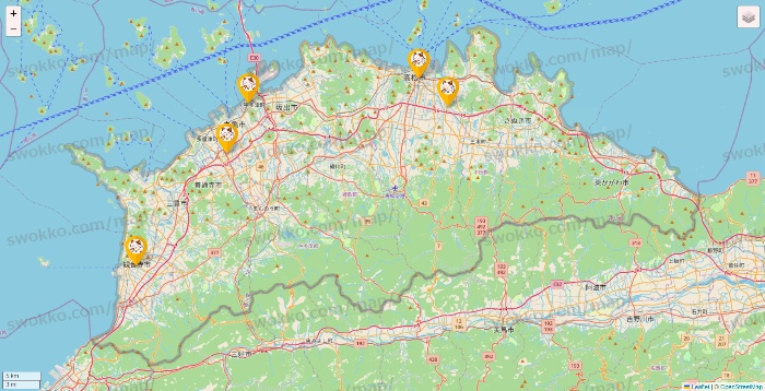 香川県のまねきねこの店舗地図