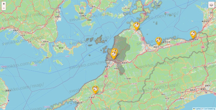 愛媛県のまねきねこの店舗地図