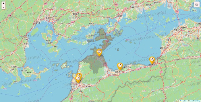 愛媛県のまねきねこの店舗地図