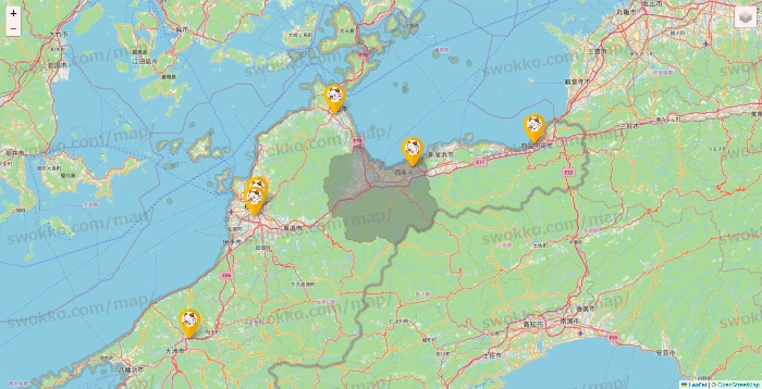 愛媛県のまねきねこの店舗地図