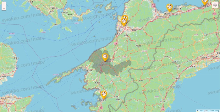 愛媛県のまねきねこの店舗地図