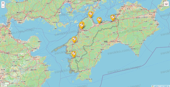 愛媛県のまねきねこの店舗地図