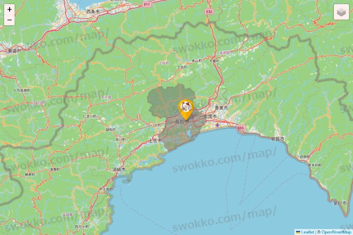 高知県のまねきねこの店舗地図
