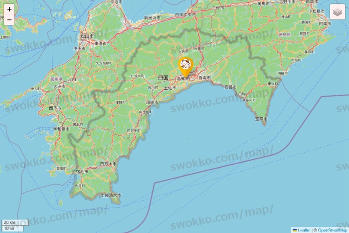 高知県のまねきねこの店舗地図