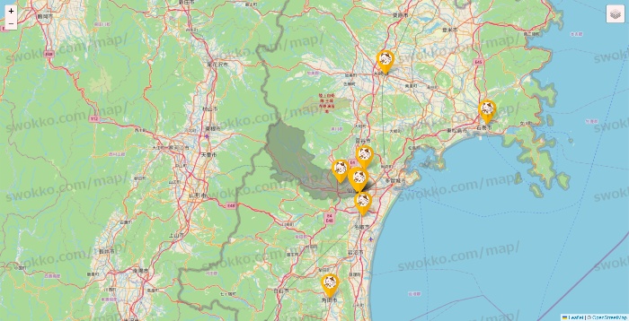 宮城県のまねきねこの店舗地図