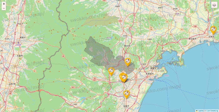 宮城県のまねきねこの店舗地図