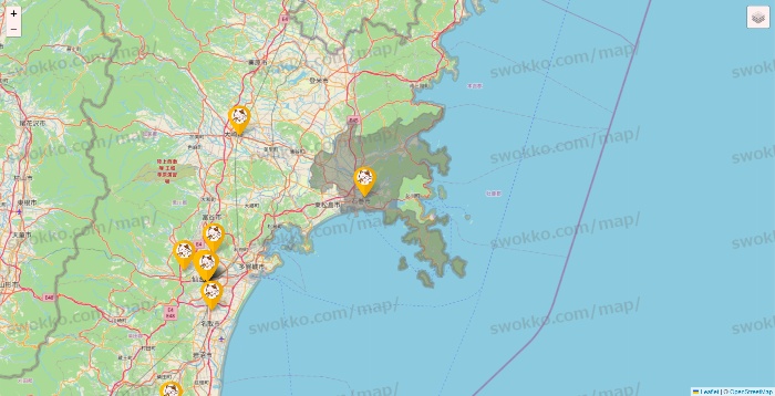 宮城県のまねきねこの店舗地図