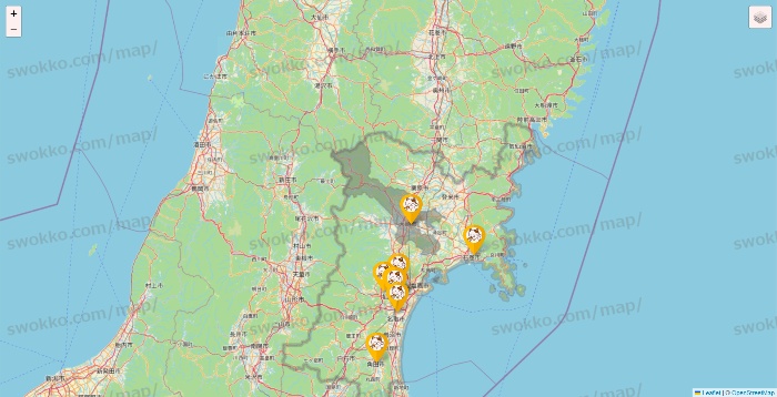 宮城県のまねきねこの店舗地図