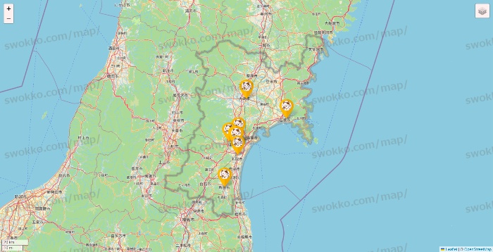 宮城県のまねきねこの店舗地図