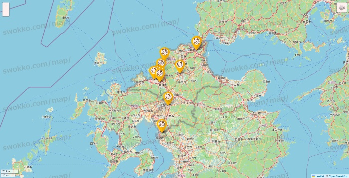 福岡県のまねきねこの店舗地図