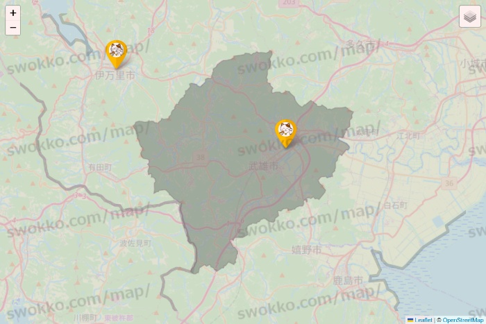 佐賀県のまねきねこの店舗地図