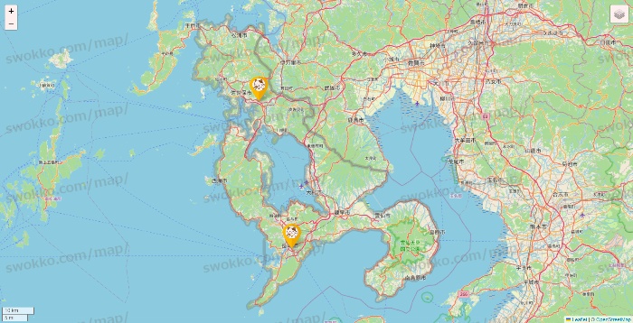 長崎県のまねきねこの店舗地図