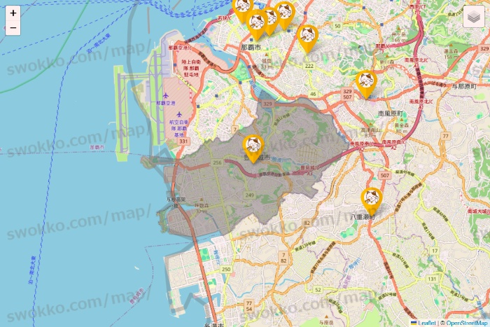 沖縄県のまねきねこの店舗地図