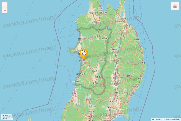 秋田県のまねきねこの店舗地図