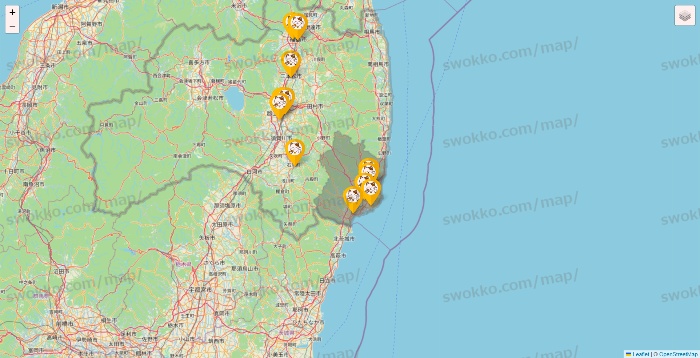 福島県のまねきねこの店舗地図
