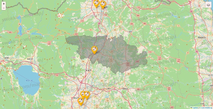 福島県のまねきねこの店舗地図