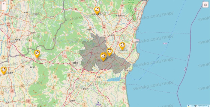 茨城県のまねきねこの店舗地図
