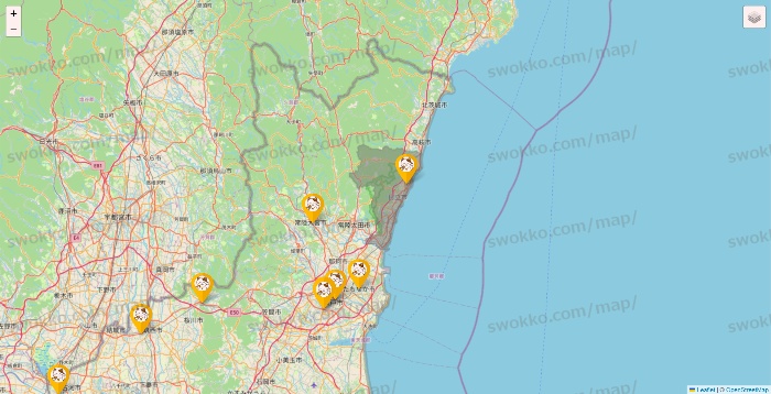 茨城県のまねきねこの店舗地図