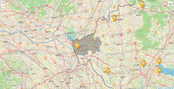 茨城県のまねきねこの店舗地図