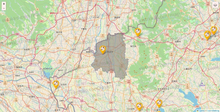 茨城県のまねきねこの店舗地図