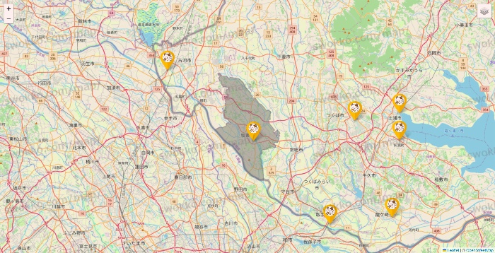 茨城県のまねきねこの店舗地図