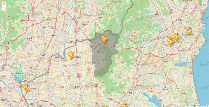 茨城県のまねきねこの店舗地図