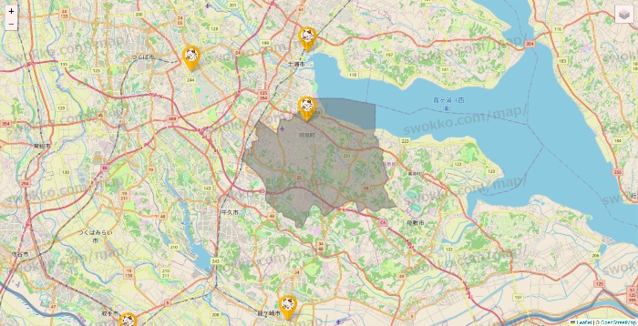 茨城県のまねきねこの店舗地図