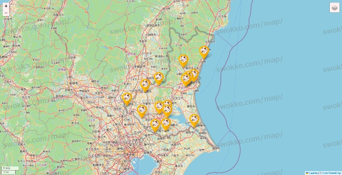 茨城県のまねきねこの店舗地図