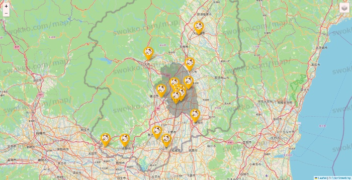 栃木県のまねきねこの店舗地図